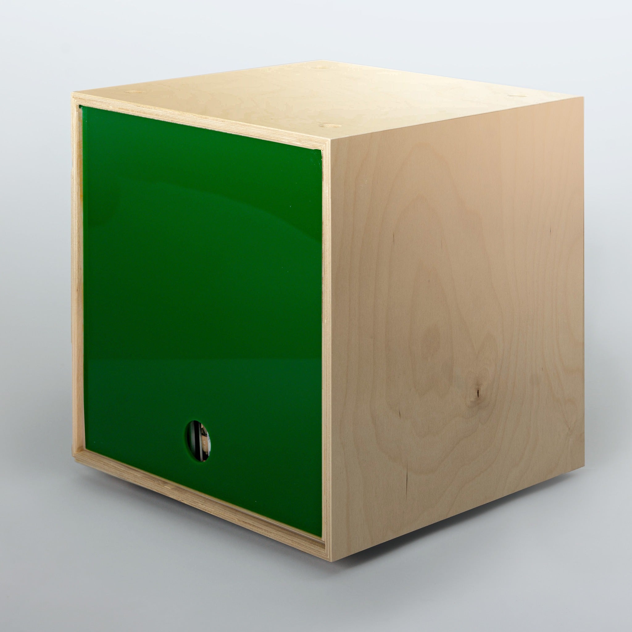 Storage Cube - Birch with Green door, Divots top - Simple Wood Goods