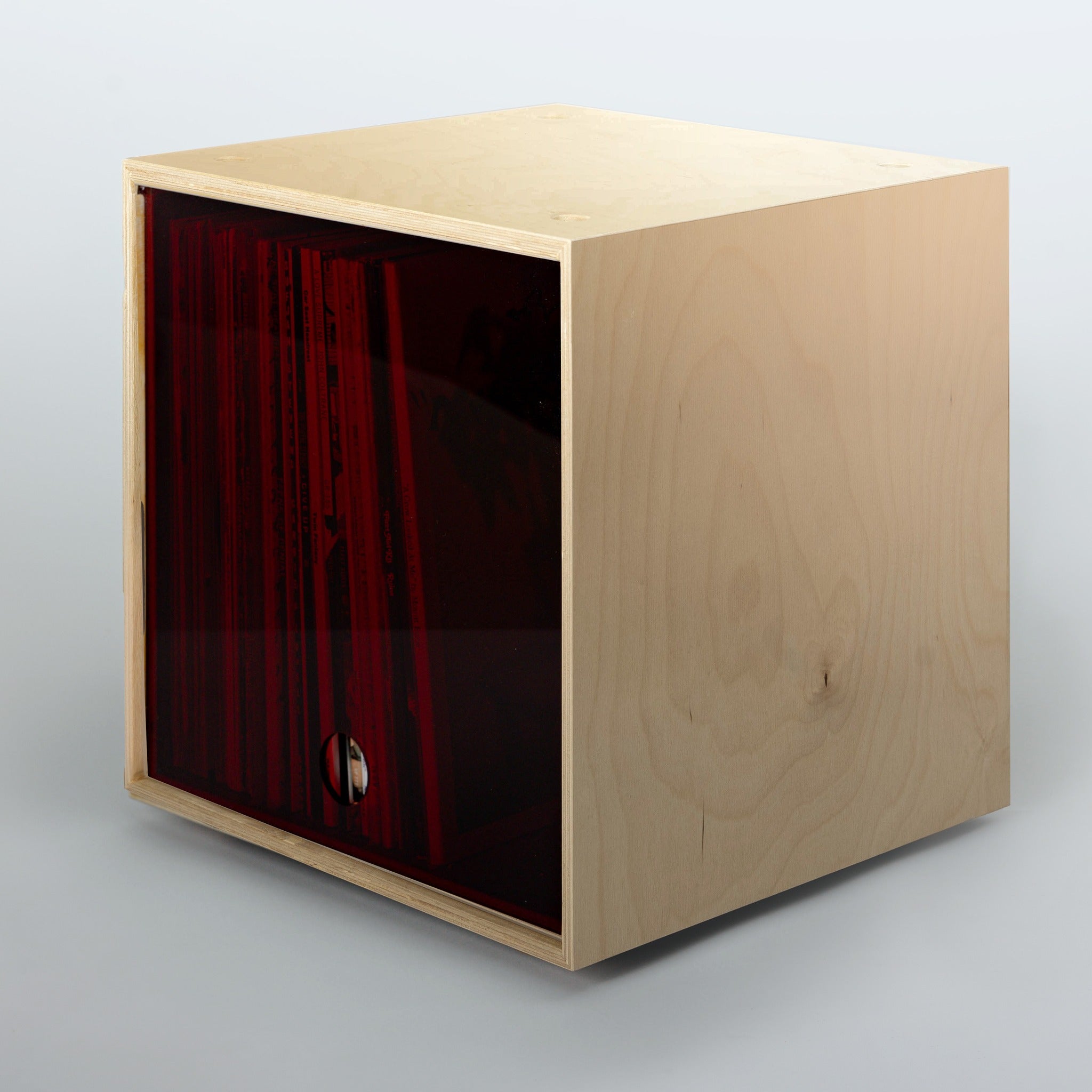Storage Cube - Birch with Wine door, Divots top - Simple Wood Goods