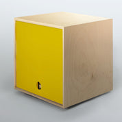 Storage Cube - Birch with Yellow door, Divots top - Simple Wood Goods