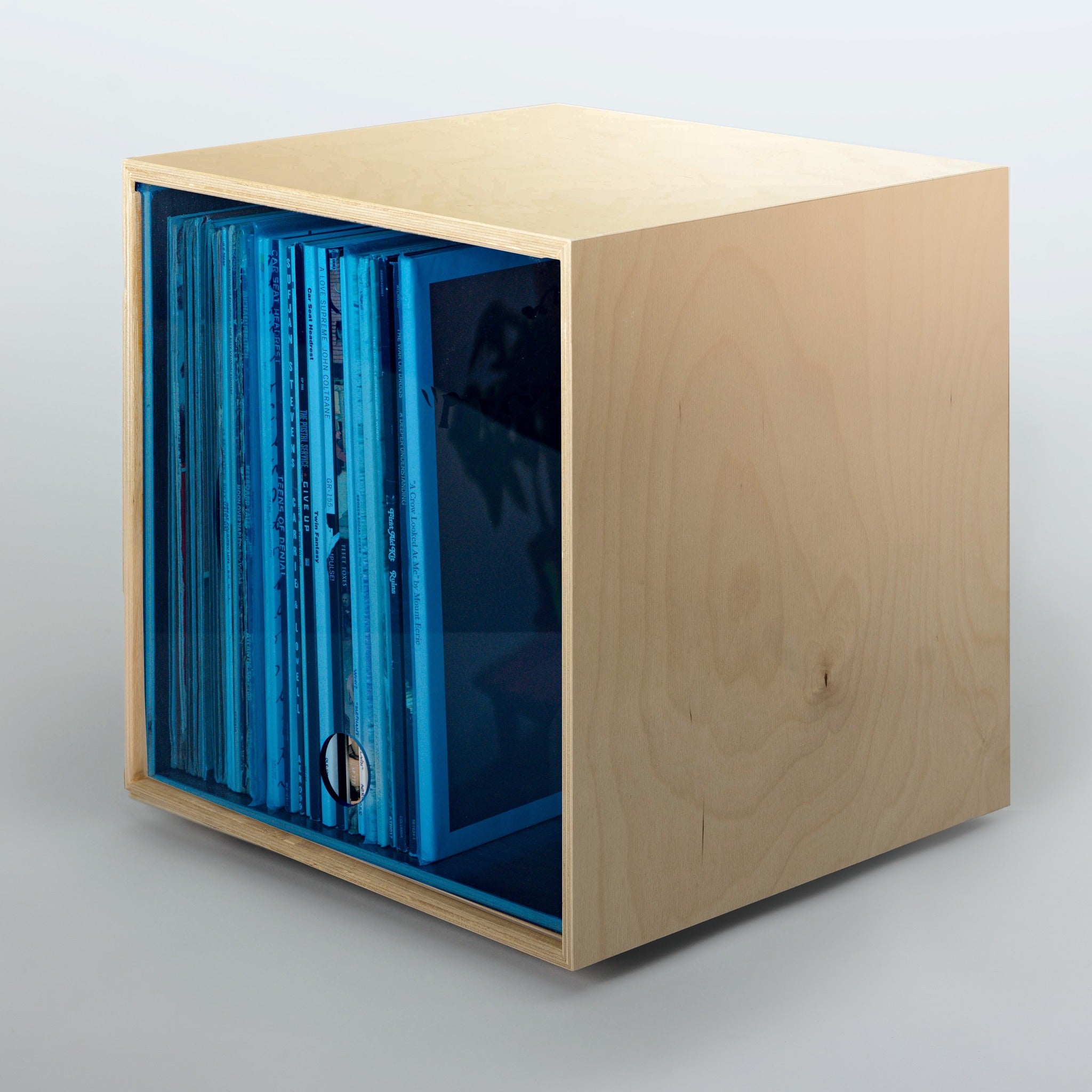 Storage Cube - Birch with Clear Blue door, Smooth top - Simple Wood Goods