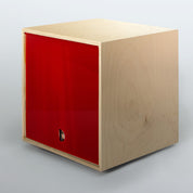 Storage Cube - Birch with Red door, Smooth top - Simple Wood Goods