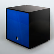 Storage Cube - Black with Blue door, Divots top - Simple Wood Goods