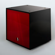 Storage Cube - Black with Red door, Divots top - Simple Wood Goods
