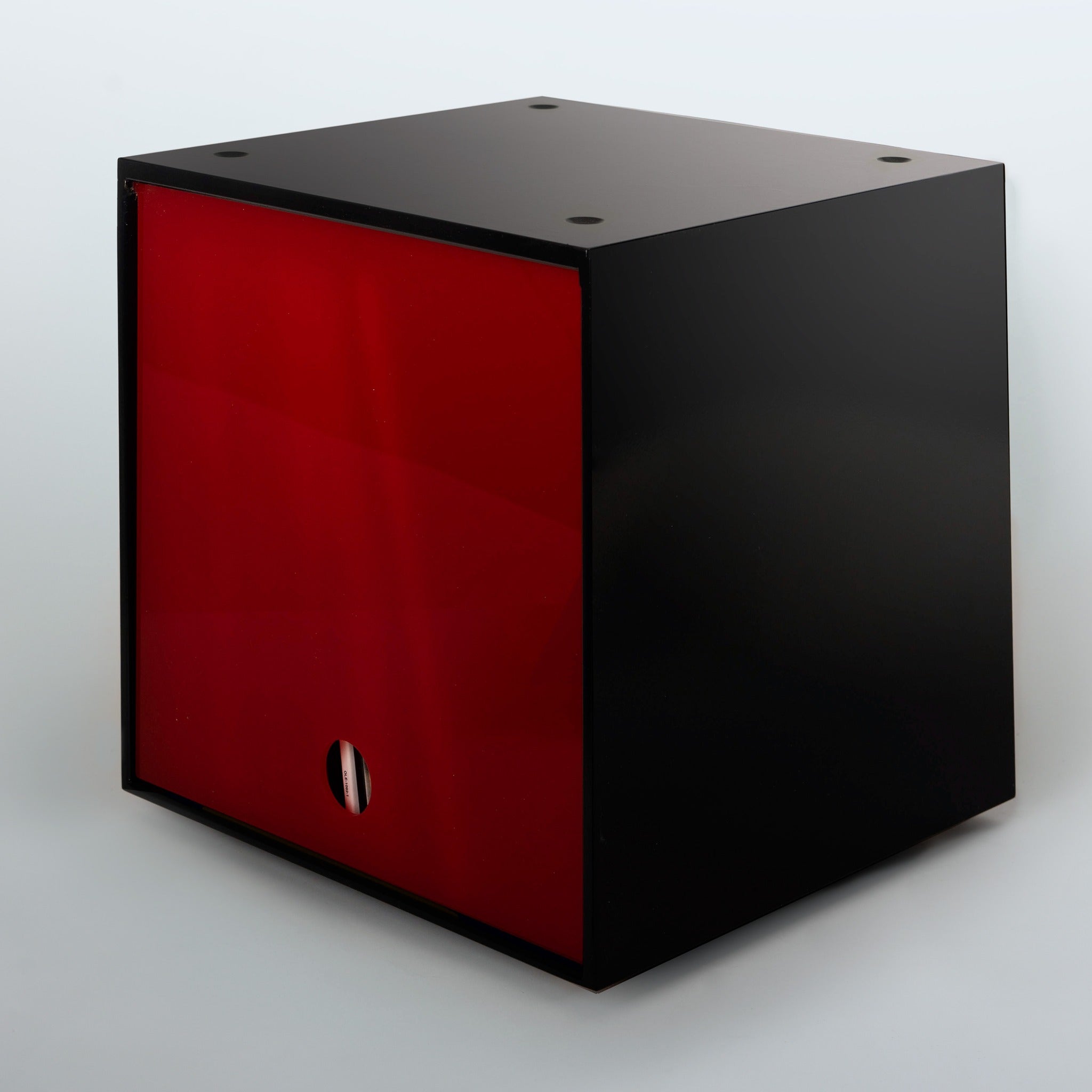 Storage Cube - Black with Red door, Divots top - Simple Wood Goods