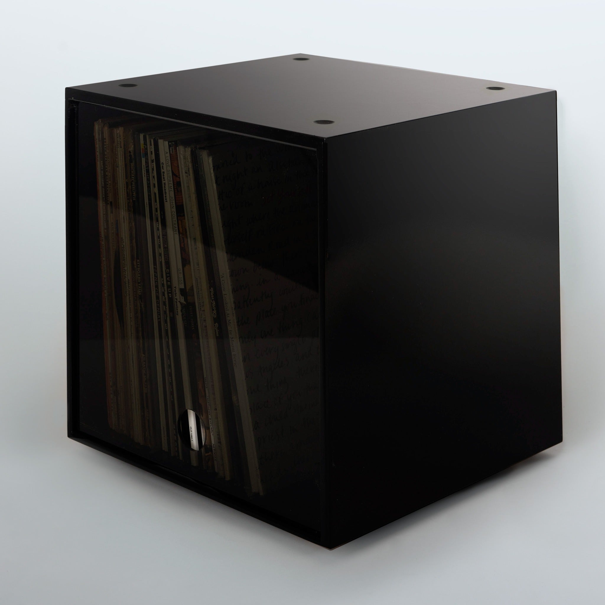 Storage Cube - Black with Smoke door, Divots top - Simple Wood Goods