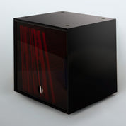 Storage Cube - Black with Wine door, Divots top - Simple Wood Goods