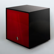 Storage Cube - Black with Red door, Smooth top - Simple Wood Goods