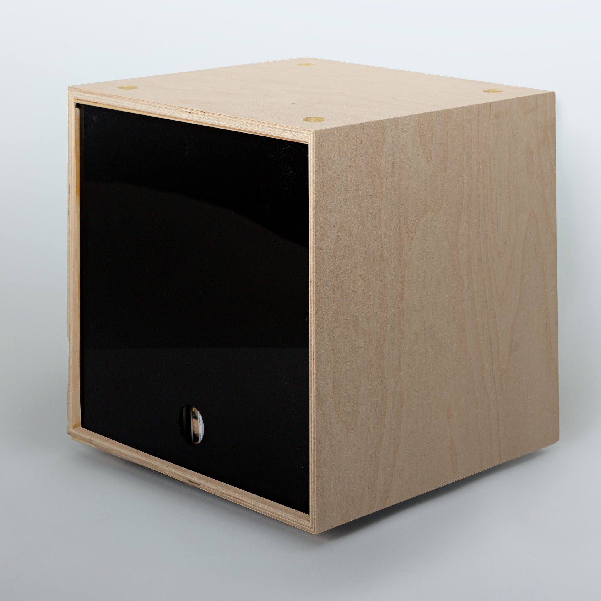 Storage Cube - Unfinished with Black door, Divots top - Simple Wood Goods
