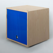 Storage Cube - Unfinished with Blue door, Divots top - Simple Wood Goods