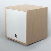Storage Cube - Unfinished with White door, Divots top - Simple Wood Goods
