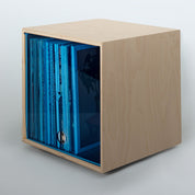 Storage Cube - Unfinished with Clear Blue door, Smooth top - Simple Wood Goods