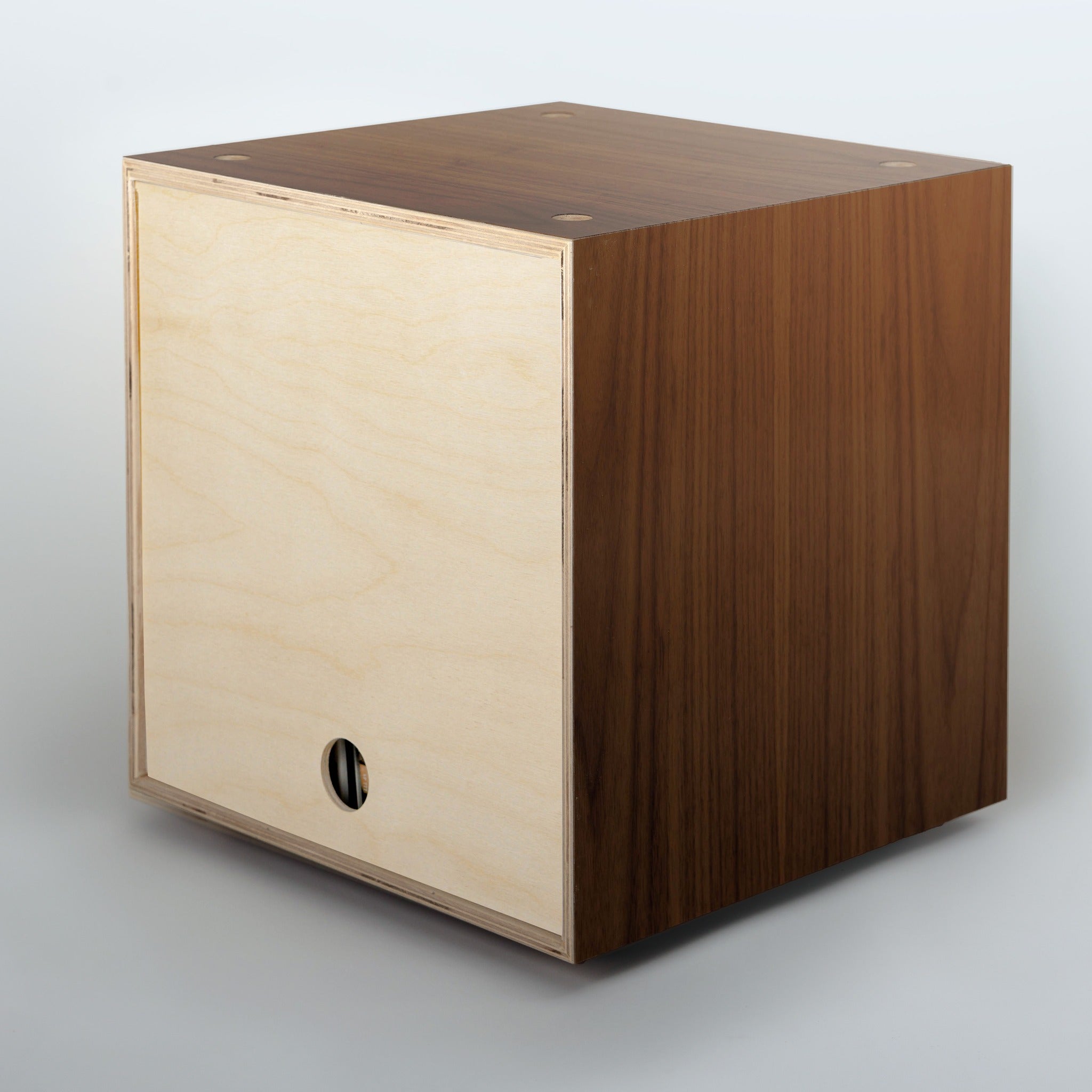 Storage Cube - Walnut with Birch door, Divots top - Simple Wood Goods