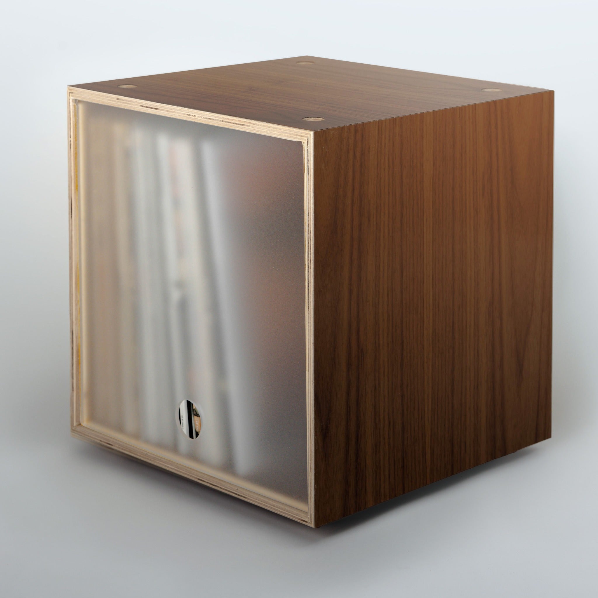 Storage Cube - Walnut with Frost door, Divots top - Simple Wood Goods