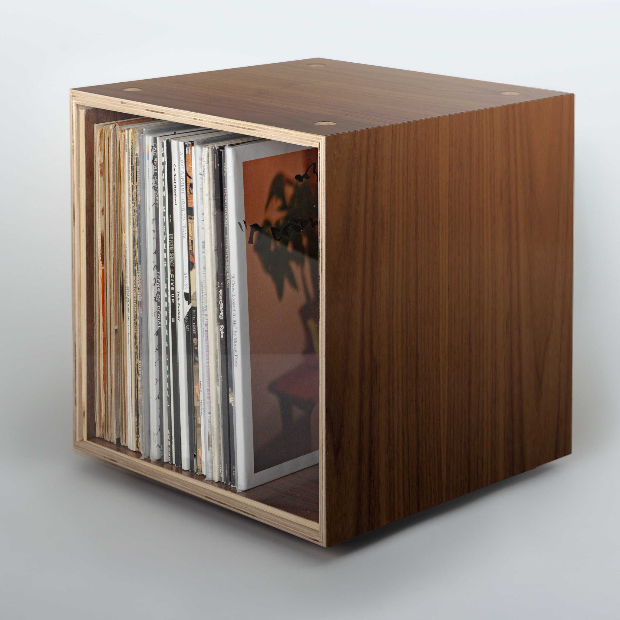 Storage Cube - Walnut with no door, Divots top - Simple Wood Goods