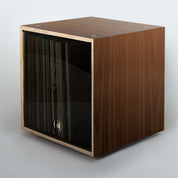 Storage Cube - Walnut with Smoke door, Divots top - Simple Wood Goods