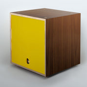 Storage Cube - Walnut with Yellow door, Divots top - Simple Wood Goods
