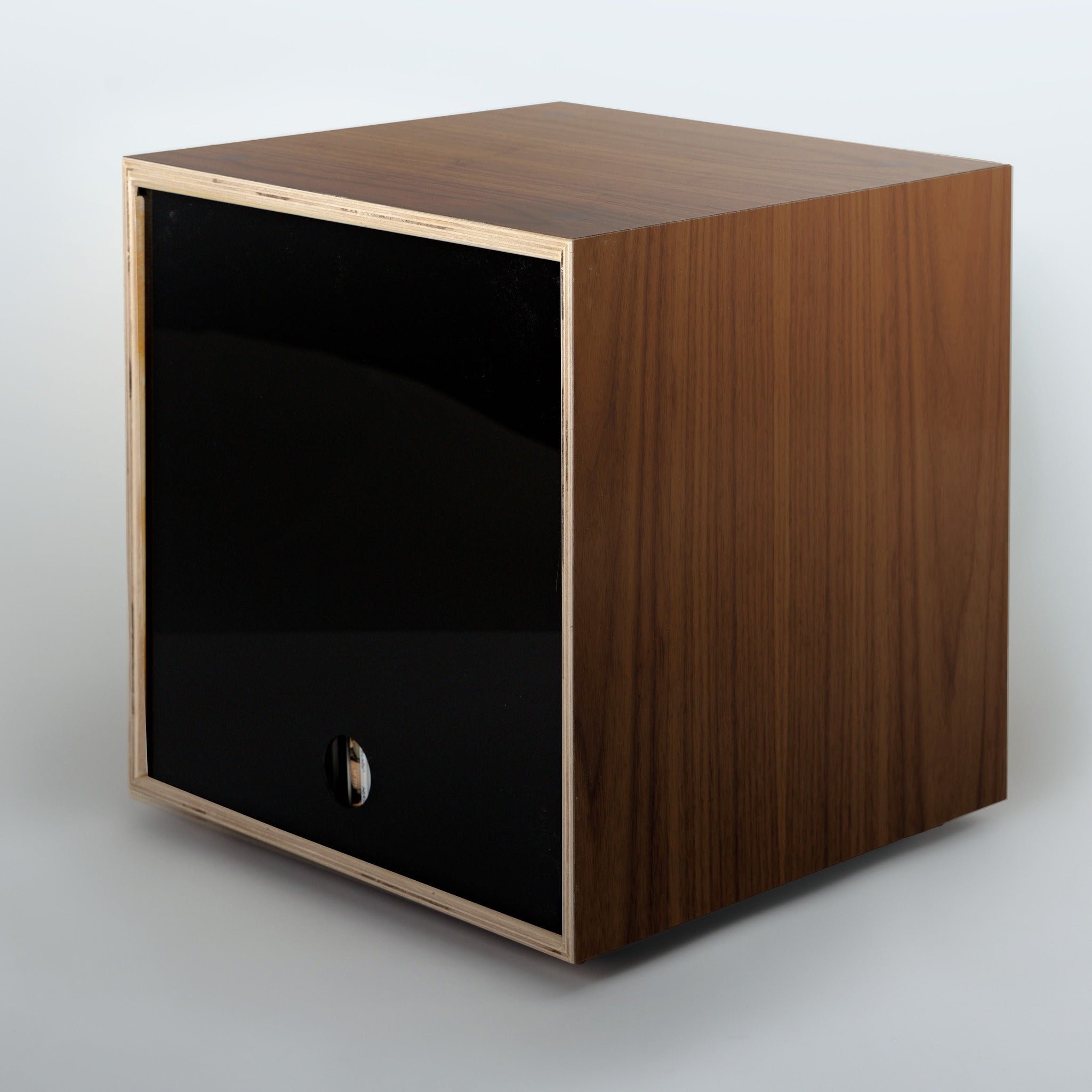 Storage Cube - Walnut with Black door, Smooth top - Simple Wood Goods