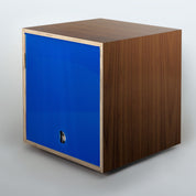 Storage Cube - Walnut with Blue door, Smooth top - Simple Wood Goods