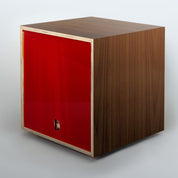 Storage Cube - Walnut with Red door, Smooth top - Simple Wood Goods