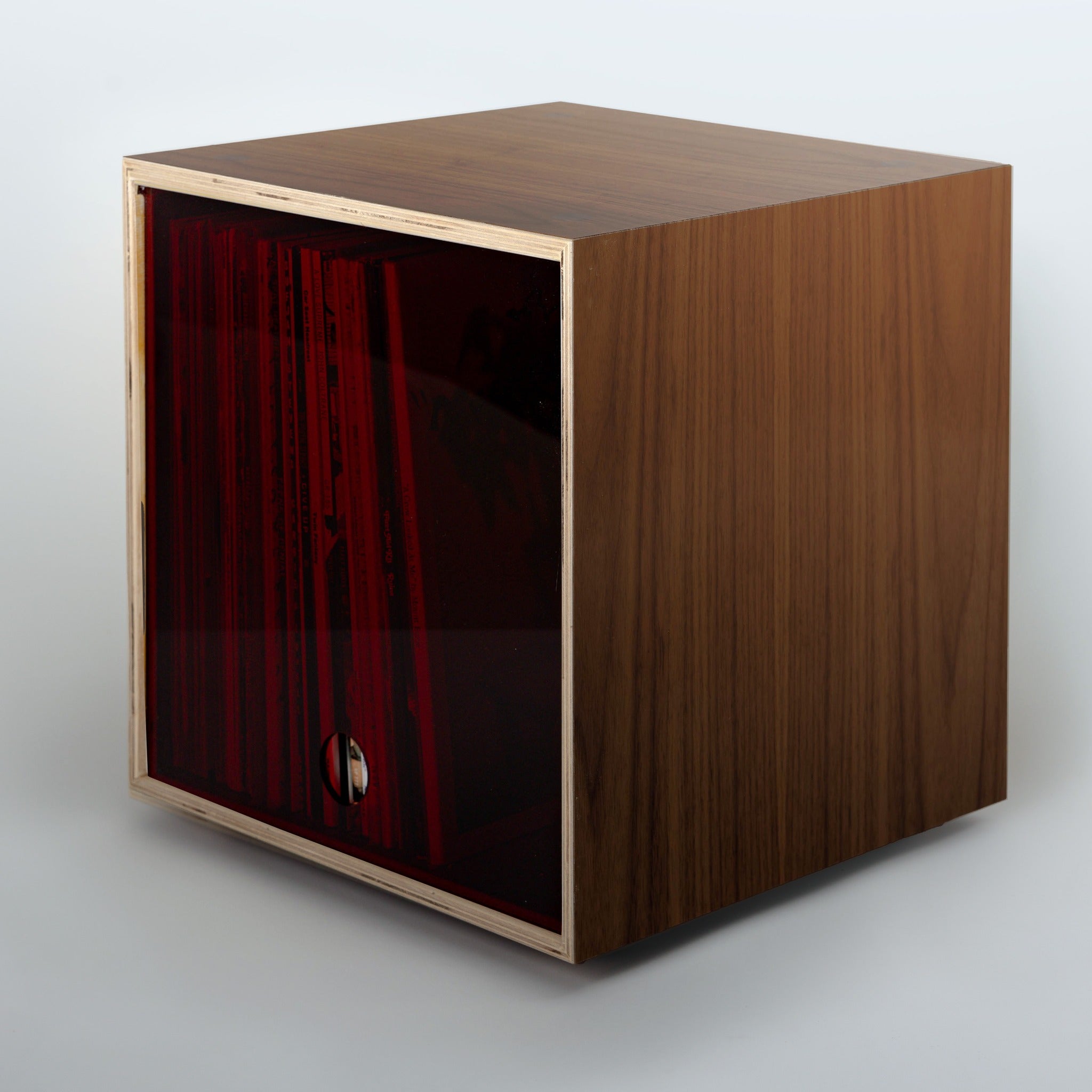 Storage Cube - Walnut with Wine door, Smooth top - Simple Wood Goods