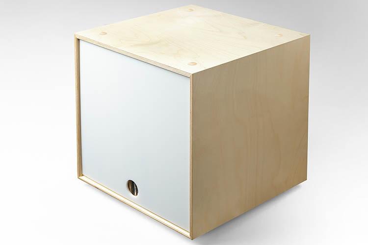 A stackable wooden storage cube for vinyl records A stackable wooden storage cube for vinyl records